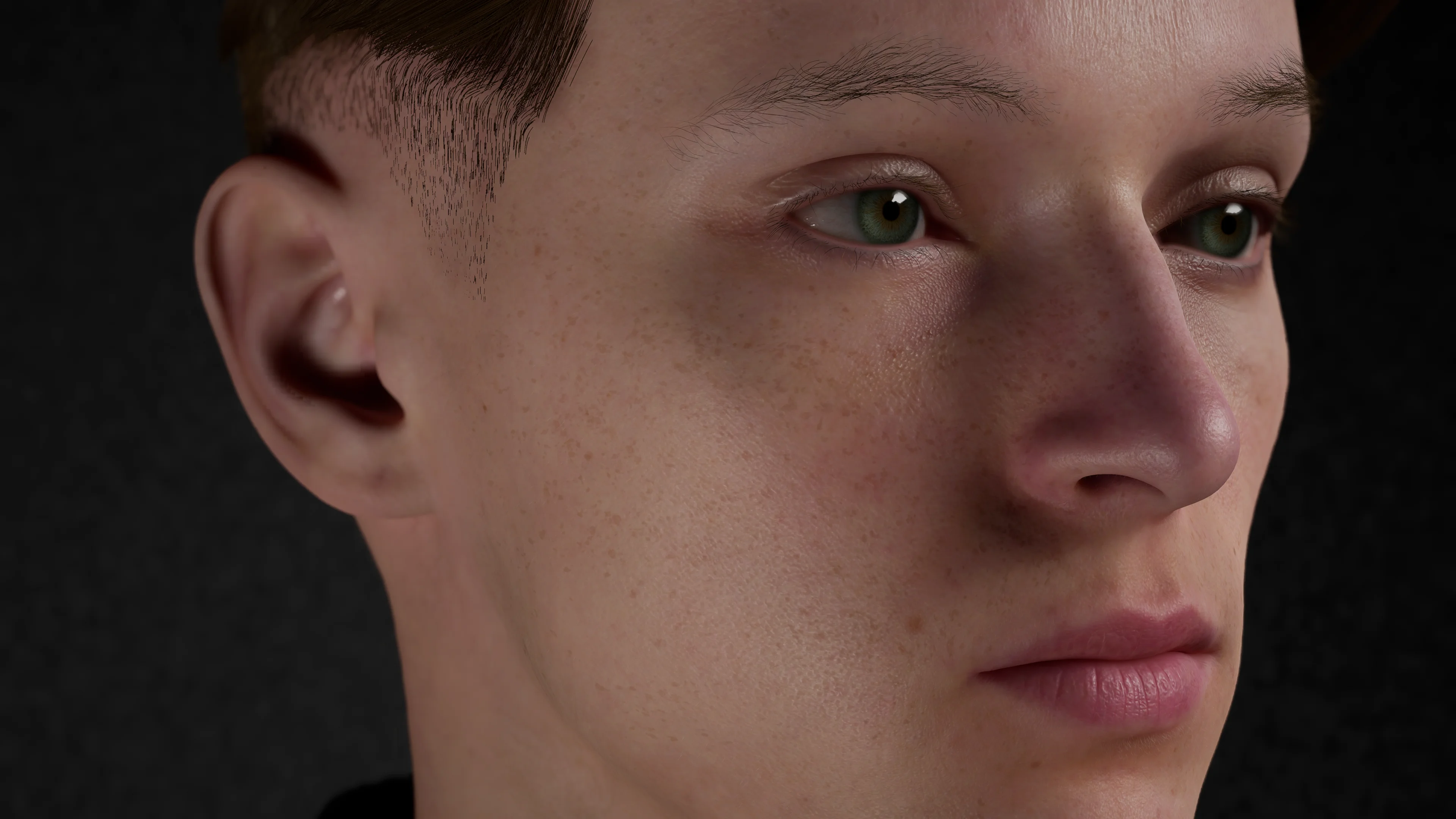 顔のクローズアップレンダリング。